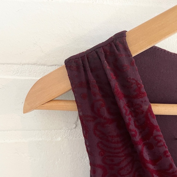 Vintage 90s Y2K Velvet Midi Dress Burnout Bodycon Empire Waist L Le Château - Picture 7 of 13